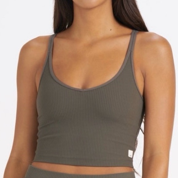Vuori Tops - Vuori Rib Crop Tank - Oregano, Size S